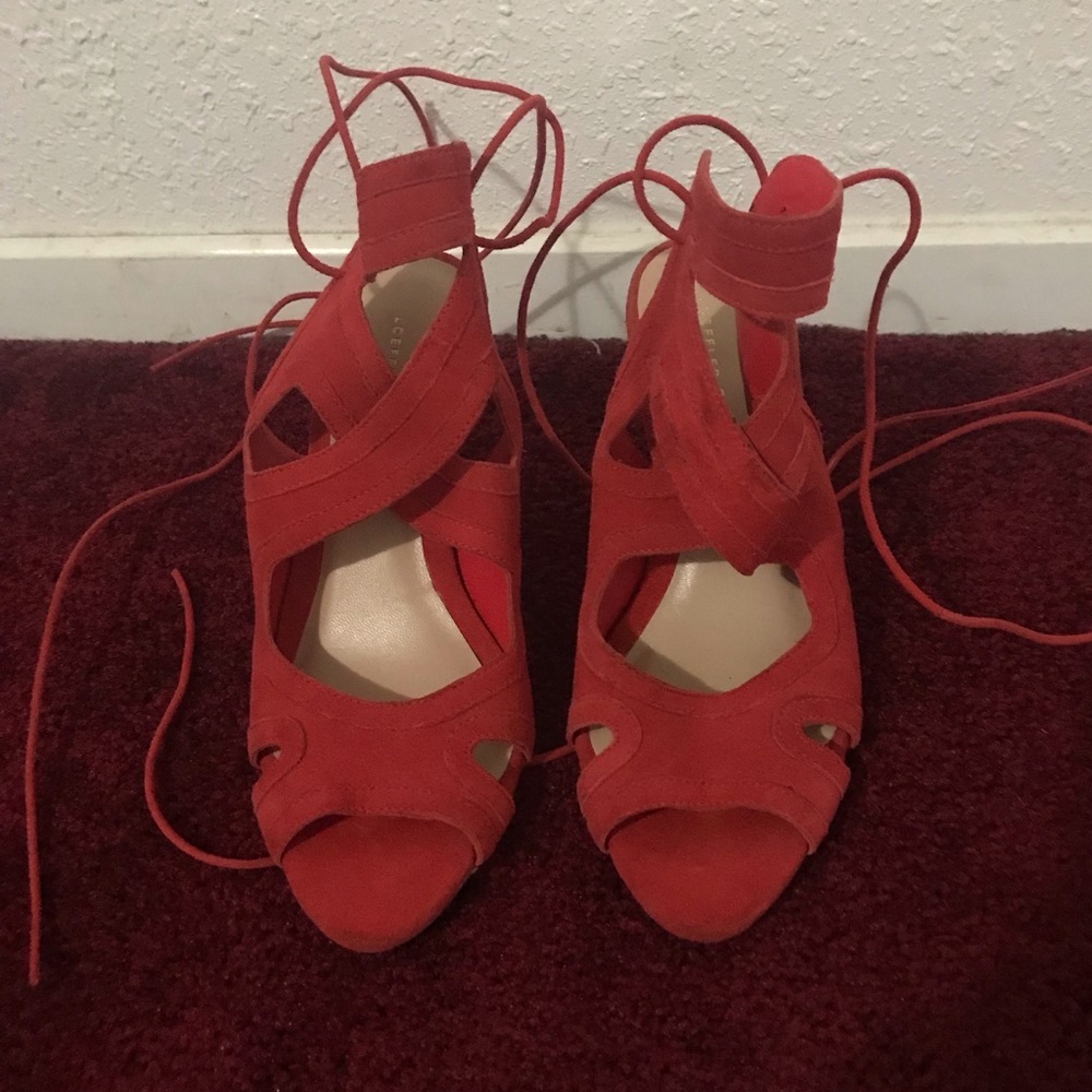 Loeffler Randall Red Lace up heels pumps